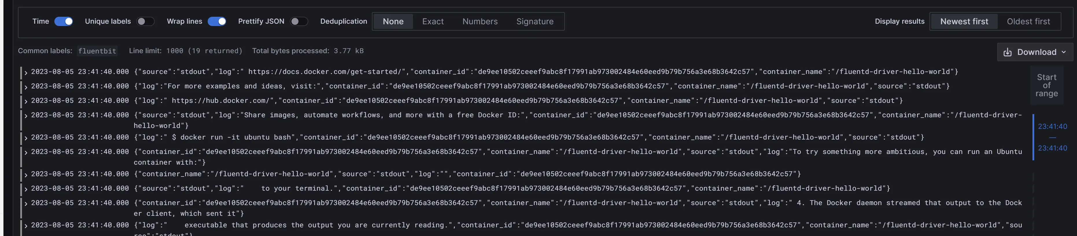 fluentd log driver